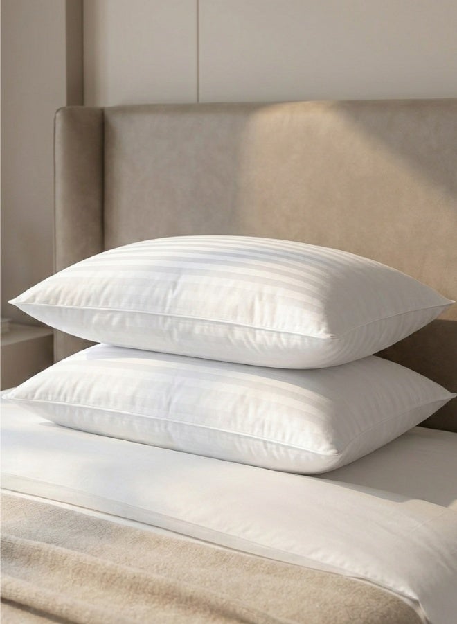 GTSOL Set of 2 Hotel-Style Sleeping Pillows – Soft Fluffy Microfiber, Hypoallergenic, Stripe Design, Back & Neck Support - Image 2